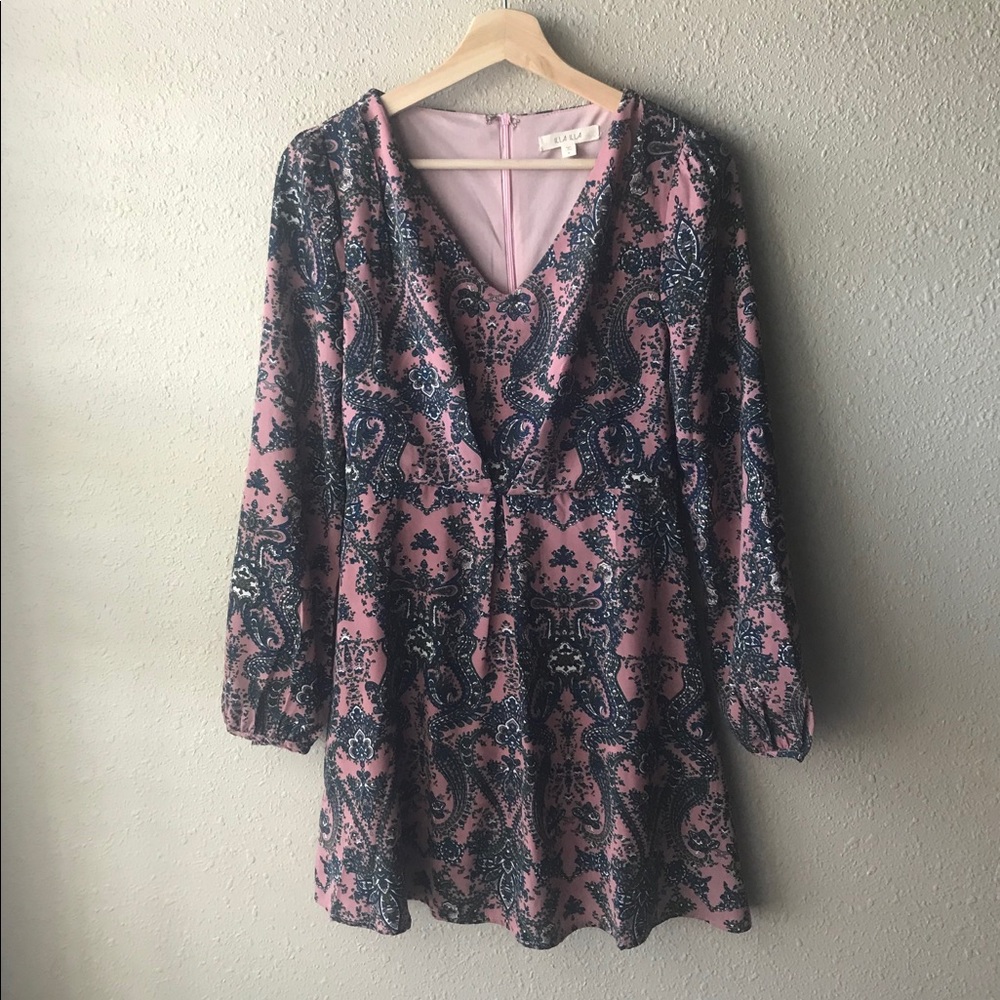 ILLA ILLA pink w/print long sleeve mini dress